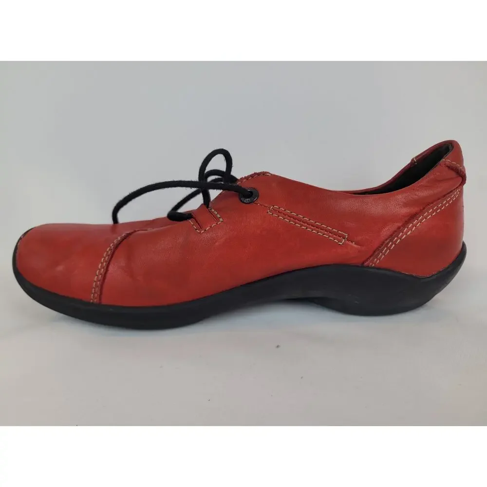 Wolky Women's Rosa Red Lace Up Casual Walking Loafers Size EU 38 US 7